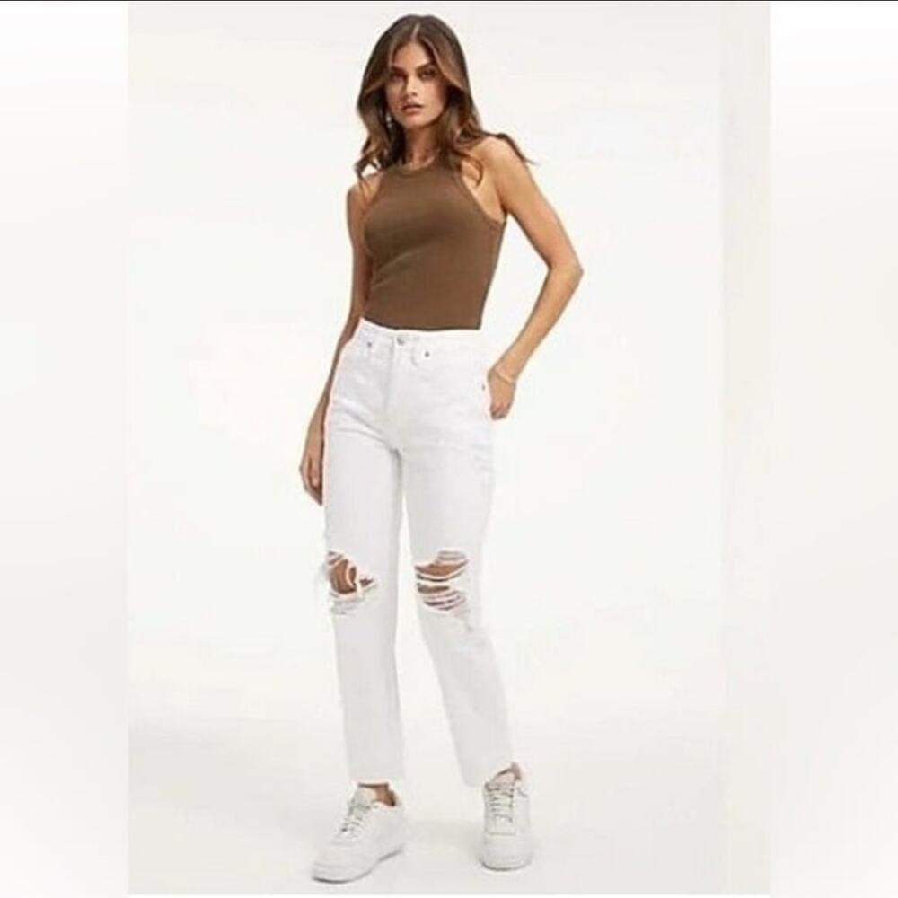 Free People We The Free Tapered Baggy Boyfriend Jeans - Distressed White - 28